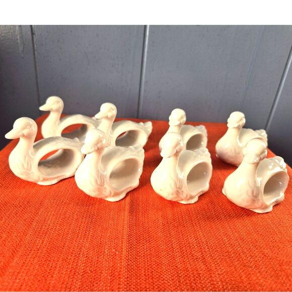 Shafford Other - Vintage White Porcelain Duck Napkin Rings (Set of 8) Japan Mint Condition